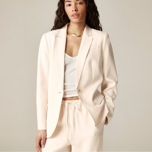 J. Crew Alfie Cream Blazer Jacket In Denim Stripe